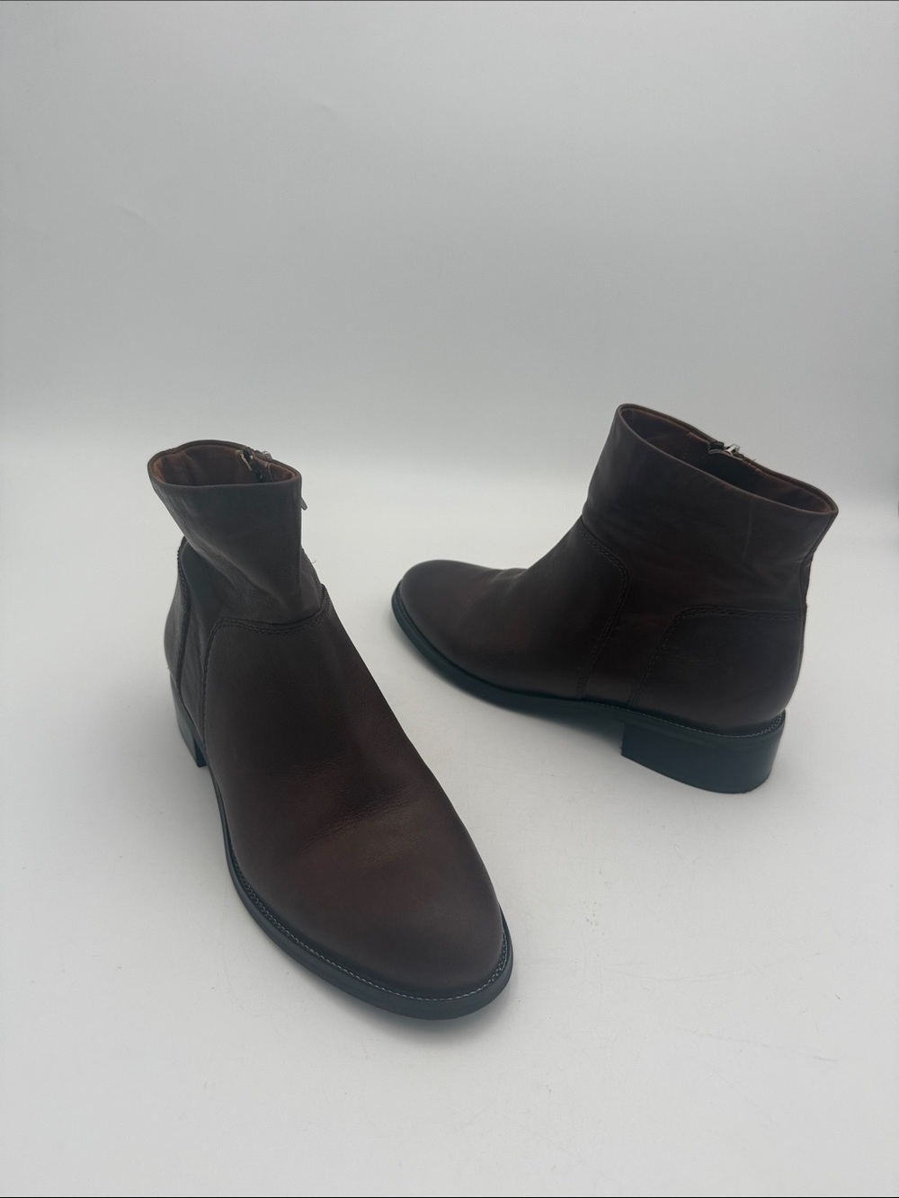 Franco  Starto Brown Leather Ankle Boots women 6.5M Side Zip casual festival Y2K